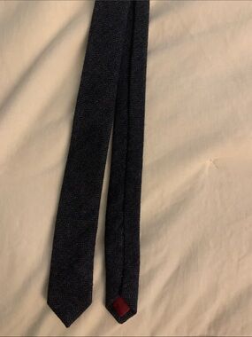 Navy Herringbone Men's Tie - Unbranded